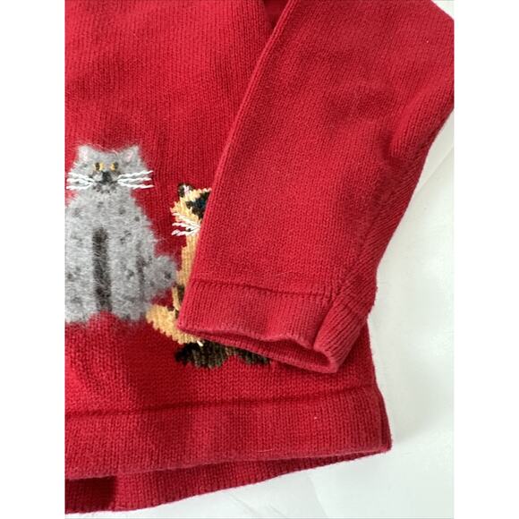 Design Options By Philip & Jane Gordon Red Cat Cardigan Sweater Vintage Large - Picture 6 of 8